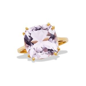 Savvy Cie 18K Over Silver 4.87 ct. Pink Amethyst Statement Ring Gemstone 6 NEW